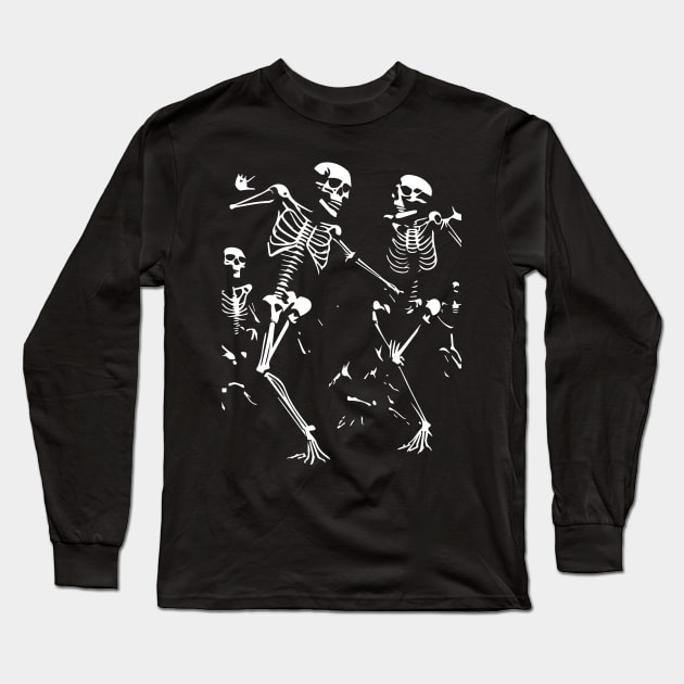 Funny skeletons dancing at the disco Long Sleeve T-Shirt by lkn